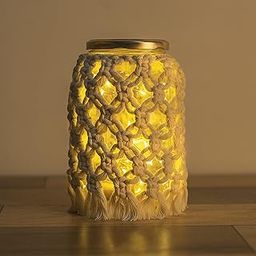 Decazone Large macramé Lantern | Boho Vase Candles/TeaLight | Bohemian Table Decoration | Wedding Decoration Boho | Table Decoration | Glass Jar with String Light-picture-5