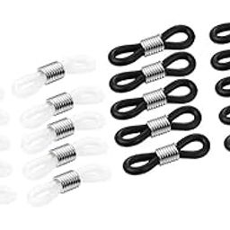 Club Bollywood®20 Pieces Black and Translucent White Anti-Slip Rubber and Metal Ends Connectors for Eyegl Chain Holding, Adjustable-image-63