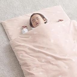 Iris Plaza KFS-K5 Nap Futon Set, 5-Piece Bedding Set, Soft and Gentle Texture, Easy to Carry, Storage Bag Included, 100% Cotton, Washable at Home, Light and Fluffy Comforter, Bird Pattern, Pink-23