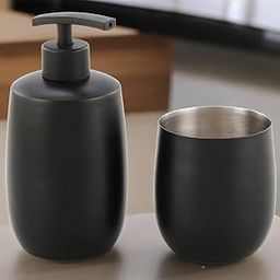 Grd International Stainless "Steel Black Bathroom Accessory Set Soap Lotion Or Sanitizer Dispenser, 425ML Made in India-image-42