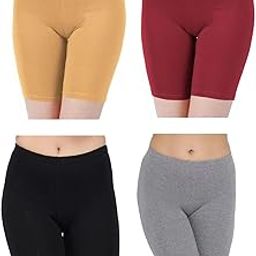 Pack of 4 Pure Cotton Underskirt Plain Cycling Shorts | Boy Shorts Panties for Women Underwear Briefs Low-Waist Boyshorts-image-80