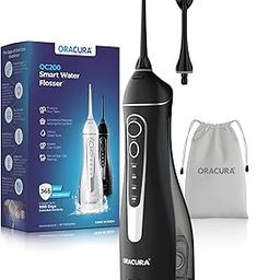 ORACURA® Smart PLUS Water Flosser® OC200 LITE Black with 2 Nozzle tips | Portable & Rechargeable | Custom 8 Water Pressure Settings | 200ml Water Tank Capacity | IPX7 Waterproof | 365 Days Warranty-2