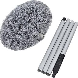 Microfiber Duster for High Ceiling Household Extendable Duster Long Duster with Extension Pole for Car, Air Conditioning, Fan, Gray Splicing-16