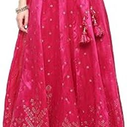 Women Polyester Maxi Metallic Design Flared Skirt-image-49