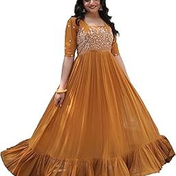 Georgette Anarkali Gown with Sequins and Embroidery for Women with Long Sleeves-picture-11