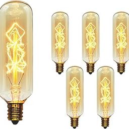 Vintage Edison Light Bulb, T25 Tube Spiral, 40 W, E12 Base (Small), Pack of 6-21