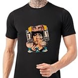 Men's Graphic Printed 220 GSM Round Neck Cotton T-Shirt – Soft & Breathable Regular Fit Casual Wear for Daily Use – Half Sleeve Solid Tshirts Black-image-52