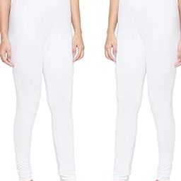 White and White Cotton Lycra Leggings Set of 2-image-54