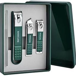 Beauté Secrets - Nail Cutter Set, Ultra Sharp Sturdy Fingernail Toenail Clipper Nail Clipper with Glass file 4 Pcs set for men women adult nail cutter set for Thick Toenails & Nails (GREEN Set of 4 with Box)-10