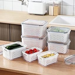 YFXOHAR Polypropylene Fridge Storage Boxes (Set Of 4),Air Tight Food Storage Containers For Fridge - Refrigerator Organizer For Vegetables,Fruits,Meat,Fish (4150 Ml,2850 Ml,1600 Ml&750 Ml),White-picture-18