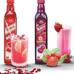 Ralli's Rose Syrup & Strawberry Crush Combo - 500ml Each - Create Refreshing Beverages and Sweet Delights with This Perfect Pair!-image-46