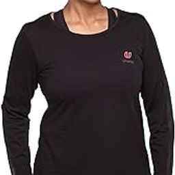 Uhane Women’s Yoga and Gym Cotton Work-Out Deep Round Loose Fit Full-Sleeve T-Shirt (Black) Long Sleeves Top for Sports and Fitness-55