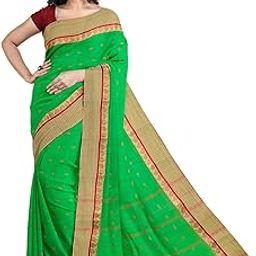 Women's Traditional Pure Cotton Aam Kalka Tant Saree Without Blouse Piece-image-0