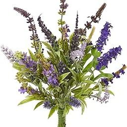 Nearly Natural 15in. Lavender Artificial Flower Bouquet (Set of 3)-19