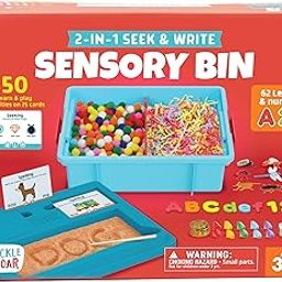 Chuckle & Roar - Sensory Bin - Tactile Learning for Toddlers - Montessori Preschool Activities - Plastic Storage Bin for Travel - Kids Activity Set-image-11