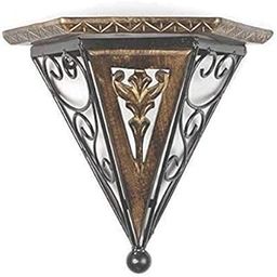 Wood and Wrought Iron Interior Fancy Wall Bracket for Living Room Decor with Black and Brown Finish Measuring 11 x 5 x 10.2 inches for Modern Vintage or Rustic Style Spaces-image-37