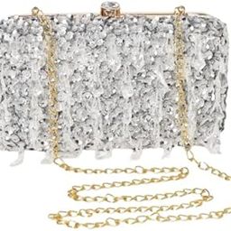 Nahhar Fashion Women stylish silver design Clutch Detachable Sling Party Wedding Purse Bag-image-17