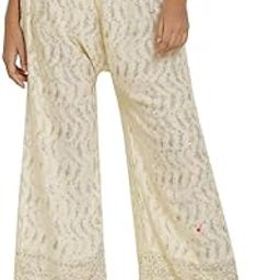 Women's Chicken Full Embroidery Cotton Palazzo/Chikan Lucknow Art Work Plazo Size 28 to 44-image-51