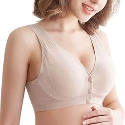 Fashiol Women's Everyday Bras Women's Breastfeeding Gather Breastfeeding Bra Pregnancy Vest Breathable Front Open Button-image-91