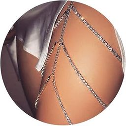 Boho Crystal Sexy Leg Chains Gold Body Chains Multilayer Beach Thigh Chain Fashion Body Jewelry for Women and Girls (silver), Alloy-image-20