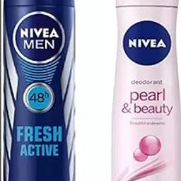 NIVEA Men Deo & Women Deo - Fresh Active & Pearl Beauty Body Spray (300 ml, Pack of 2)-image-34