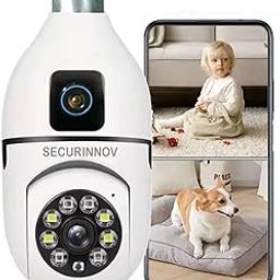Light Bulb Security, Dual Lens Camera 4mp Light Bulb Camera WiFi Outdoor, Smart 360° 1080p Motion Detection Light Bulb, Home Security(Dual Lens Light Bulb)-0