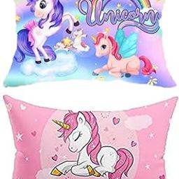 NISHOMES Unicorn Girls Velvet Digital Print Baby Pillow 12 x 18 inches (Pink) (Pack of - 2) (Best for Gifting)-image-2