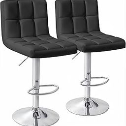 Decor & More - Modern Height Adjustable Bar Chairs for Home | 360 Degree Swivel Seat Top | Bar Chair for Home Kitchen with Footrest | Set of 2 (Metal) - Black-image-84