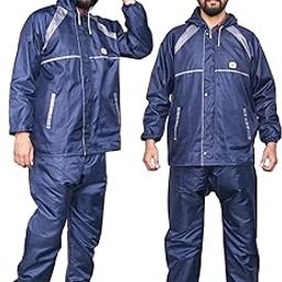 Amazon Brand- Symactive Raincoat Hooded Rain Jacket & Trousers Packable Rainsuit Sets Durable Gear Windproof Wet Weather Protection Barsaati for Men (XXL, Navy Blue)-picture-25