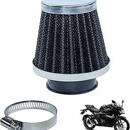 Asryd Motorcycle Air Filter Pods, Motorcycle Air Filter 42mm Round Tapered Clamp-on Pod Intake Filter Cleaner For Suzuki Gixxer SF (Pack of 1), BLACK-picture-16