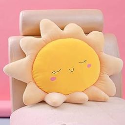 Peach Cuddle Sun Shaped Velvet Cushion for Kids Room, Living Room, Bedroom, Luxury Furnishing, Throw Pillow (16x16 inch, Orange)-image-22
