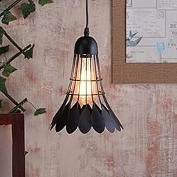 kinis Decorative Hanging Lamp/Pendant Lamp/Ceiling Light to Décor Home/Living Room/Bedroom/Office/Dining/Cafe/Restaurants, Shuttle Shape, Black (Pack of 1, with Bulb)-image-1