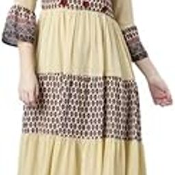Women's Georgette Cream Straight Casual Printed Gown-3