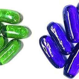 OMI Glass Pebbles Green and Blue Transparent Capsule Shaped 400g (Approx 55 Pieces)-33