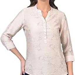 Women's Beige Floral Print V-Neck Top-picture-9