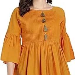githaan Women's Casual Cotton Mustard Solid Top (Mustard)-picture-24