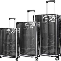 Combo Cover for Luggage Trolley Bags Transparent Protective Covers PVC Fabric Waterproof Covers (Transy + Grey, Size - 20"|24"|28")-image-64