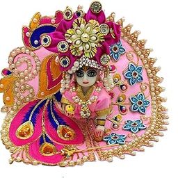 Ecommall Laddu Gopal Dress Size 4 No Combo with Bansuri Mala Pagdi Set l Kanha Ji Thakur Ji Heavy Fancy Poshak for Janmashtami, Rakhi, Diwali Dress-image-51