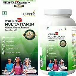 U-VITA Women 50+ Multivitamin | 43 Essential Vitamins, Minerals & Pure herbal extracts, Pre & Probiotics | Bacopa, Lion's Mane Mushroom Extracts | Supports Bone, Hormonal Balance & Vitality | 30 Veg Tablets | Formulated in the UK-image-78