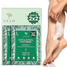 Azah Foot Mask Peeling Feet Mask [Pair of 2] | Foot Peel off Mask for Cracked Feet | Peeling and Exfoliating | Legs care at Home | Exfoliating Sheet for Home | Tea Tree Sheet-0