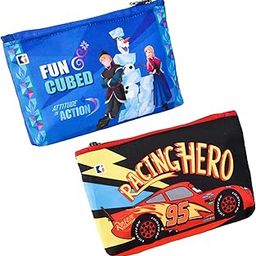 Pack of 2 Pencil Pouch | Square Stationary Pouch | Pen-Pencil Box for Kids | School Geometry Pouch | Pencil Utility Bag | Disney Pencil Organizer | Blue & Red-image-98