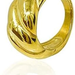 Women’s Stainless Steel Croissant Ring | Tarnish-Free 18K Gold Plated Twisted Geometry Finger Ring | Waterproof Minimalist Western Statement Jewelry for Everyday Wear, Parties, and Gifting-image-21