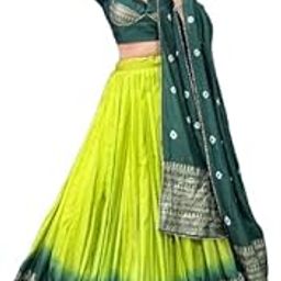 Multicolor Women's Tussar Silk With Foil Print And Foil Print Lehenga choli Set-image-123