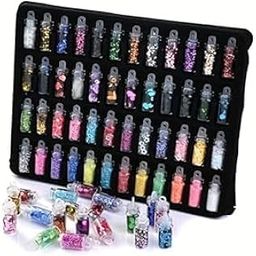 3D Glitter Set of Nail Decoration Set of 48 Bottles (Multicolor Glitter)-picture-11