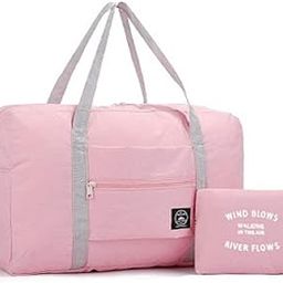 Travel Foldable Nylon Duffle Tote Bag Portable Waterproof Handbag Folding Sport Weekend Shopping Luggage Bag Gym Sports Bag for Women Girl 32 L (Pink)-image-31