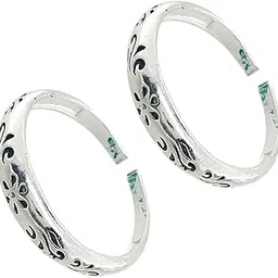 sahiba gems Silver Plain Green Meena Work Leg Fingers Toe Rings/Chandi Bichiya ~ Pack in 2 Pieces For Women-picture-48