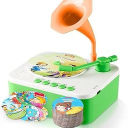 96-in-1 Kids Record Player Phonograph – Toddler Learning Music Box with Storytelling Cards & Pop-Up Speakers, Educational Toy Gift for Boys & Girls-image-5