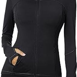 Running Jackets for Women, Cottony-Soft Full Zip Slim Fit Athletic Workout Jacket with Pockets, Black Fleece, Small-image-59