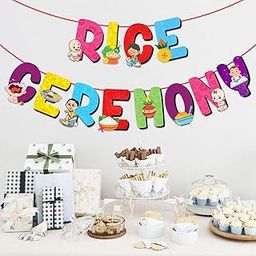 Zyozique 1 Set Annaprasanam Paper Banner/Annaprashan Decoration Items/Rice Ceremony Decorations Items/Rice Ceremony Paper Banner/Baby Photoshoot Paper Banner for Rice Ceremony-10