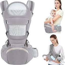 Suicune Baby Carrier Newborn to Toddler,Hip Seat Baby Carrier with Hood,Summer Mesh Infant Carrier with Back Support,Front Facing Men Chest Carrier,Mom Dad Backpack Carrier-picture-28